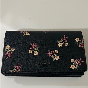 Coach Black with Pink Floral Women's Wallet